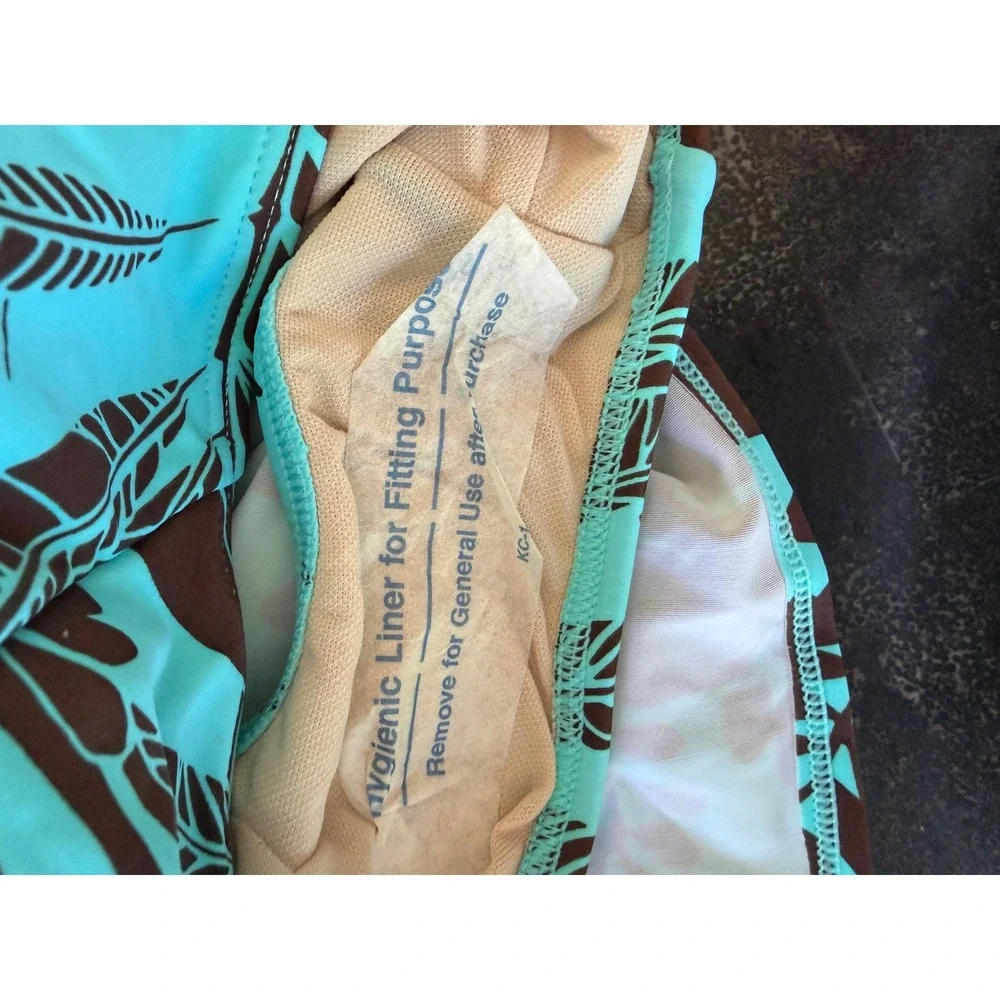 Beach‎ Bay Woman's Turquoise Brown Tropical Beaded Sarong Swimsuit 18W New Beach